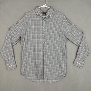 Peter Millar Shirt Mens Medium Purple Plaid Summer Comfort Button Down MF16EW14